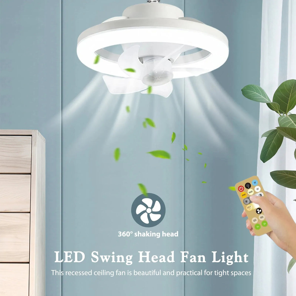 LED Swing Head Fan Light